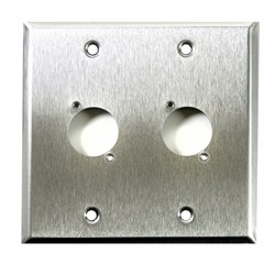 Whirlwind Wall Plate - 2 Gang Stainless Steel Punched for 2 Whirlwind/Switchcraft D3F